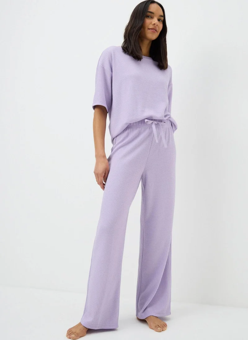 ماتلان Lilac Waffle Wide Leg Pyjama Set